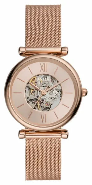 Fossil ME3175 Womens Carlie Automatic Rose Gold Open Watch