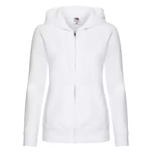 Fruit Of The Loom Ladies Lady-Fit Hooded Sweatshirt Jacket (XL) (White)