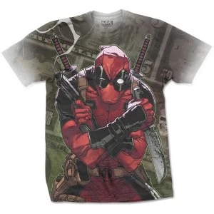 Marvel Comics - Deadpool Cash Unisex XX-Large T-Shirt - Sublimated,White