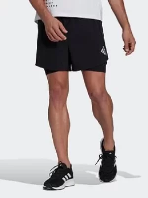 adidas Designed 4 Running Two-in-one Shorts, Black Size XS Men