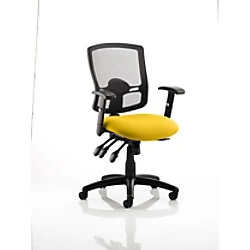 Dynamic Independent Seat & Back Task Operator Chair Height Adjustable Arms Portland III Black Back, Senna Yellow Seat Without Headrest Medium Back