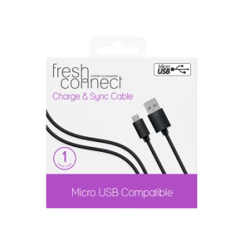 FRESH CONNECT 1M MICRO USB CABLE - BLACK for Phones