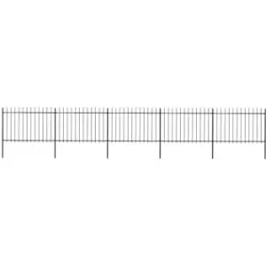 Garden Fence with Spear Top Steel 8.5x1.2 m Black Vidaxl Black