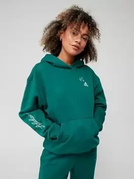 adidas Sportswear Scribble Embroidery Fleece Hoodie - Green, Size XS, Women