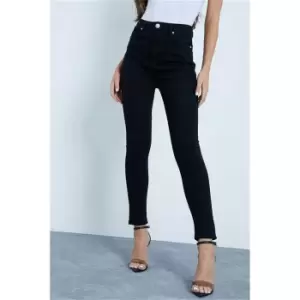 I Saw It First Black High Waisted Stretch Split Hem Jeans - Black