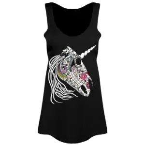 Grindstore Womens/Ladies Sugar Skull Unicorn Floaty Vest (L) (Black)