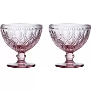 Premier Housewares - Fleur Pink Glass Sundae Dishes - Set of 2