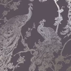 Holden Decor Glistening Peacock Purple Wallpaper