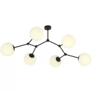 Emibig Space Black Globe Ceiling Light with White Glass Shades, 6x E14