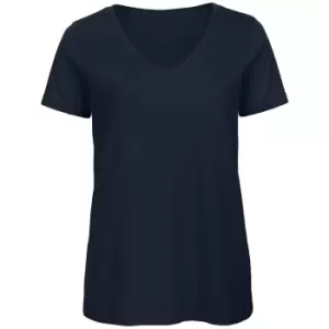 B&C Womens/Ladies Favourite Organic Cotton V-Neck T-Shirt (M) (Navy Blue)