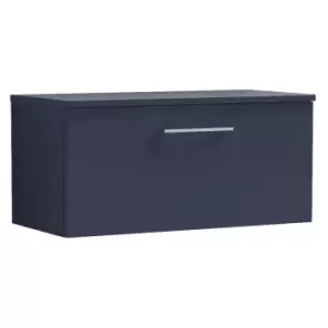 Nuie Arno Matt Electric Blue 800mm Wall Hung Single Drawer Vanity Unit with Worktop - ARN1725W - Electric Blue