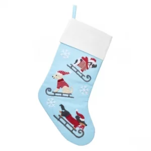 Sass & Belle Dogs on Sledges Embroidered Stocking