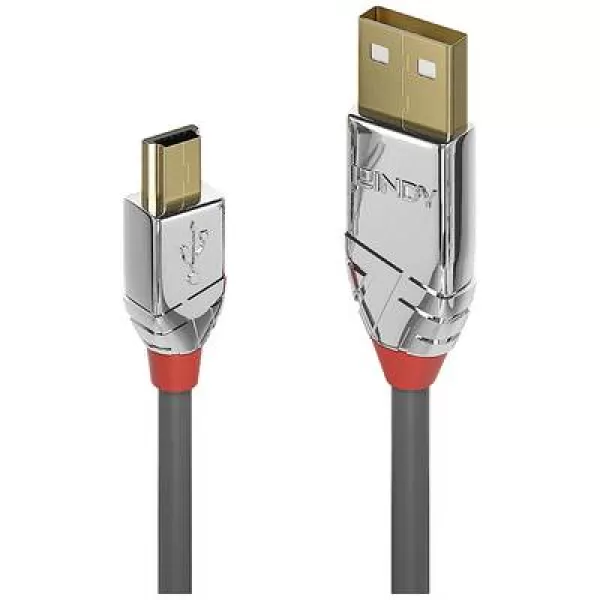 LINDY USB cable USB 2.0 USB-A plug, USB-Mini-B plug 0.50 m Grey 36630