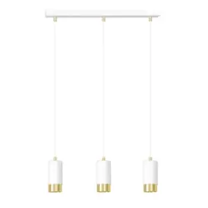 Fumiko White/Gold Bar Pendant Ceiling Light 3x GU10