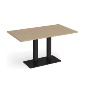 Eros rectangular dining table with flat Black rectangular base and twin uprights 1400mm x 800mm - kendal oak