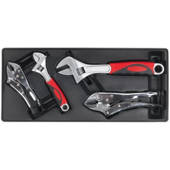 Sealey 4 Piece Locking Plier and Adjustable Spanner Set in Module Tray