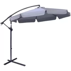 Outsunny 2.7M Garden Cantilever Banana Parasol Sun Shade With Crank - Dark Grey