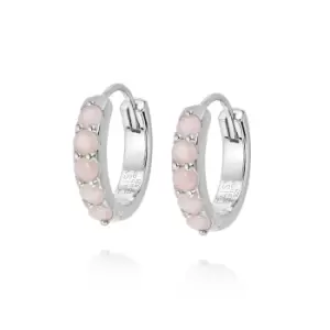 Daisy London 925 Sterling Silver Beloved Pink Opal Huggie Earrings Sterling Silver