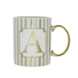 Mug Initial A Patterned Gold