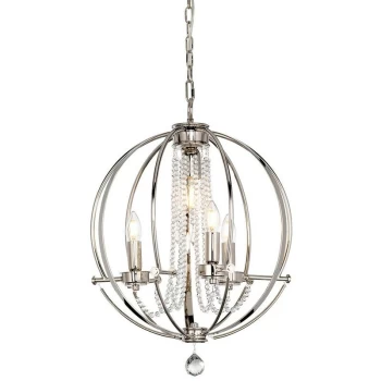 Cassie - 4 Light Chandelier Polished Nickel - Elstead