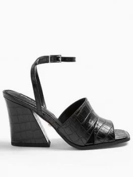 Topshop Saffron Crocodile Print Chunky Sandals - Black