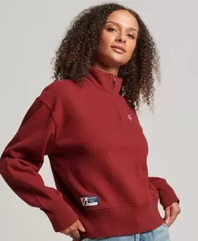 Superdry Womens Essential Logo Half Zip Sweatshirt Red / Merlot - Size: 10