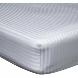 Belledorm 540 Thread Count Satin Stripe Extra Deep Fitted Sheet (Superking) (Platinum) - Platinum