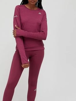 adidas Cooler Long Sleeve Sweat Top - Dark Red, Dark Red, Size S, Women