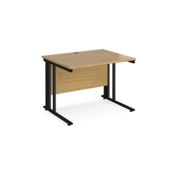 Office Desk 1000mm Rectangular Desk With Cable Managed Leg Oak Tops With Black Frames 800mm Depth Maestro 25