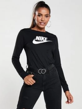 Nike NSW Essential Icon Futura Long Sleeve Top - Black, Size XL, Women