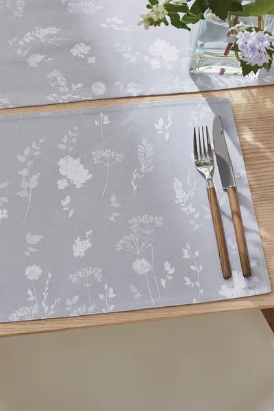 Catherine Lansfield 'Meadowsweet Floral' Place Mat Pair Grey