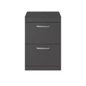 Nuie Athena 600 Floor Standing 2-drawer Vanity & Worktop - Gloss Grey