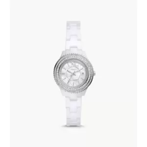 Fossil Womens Stella Three-Hand Date Ceramic Watch - White