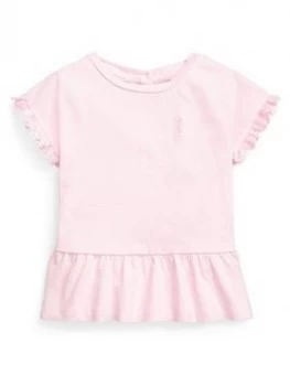 Ralph Lauren Baby Girls Peplum Hem T-Shirt - Pink, Size 18 Months