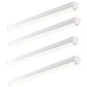 4 PK 6ft High Lumen Emergency Batten Light - 68.5W Cool White LED - Gloss White