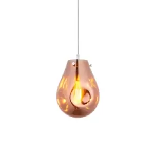 Perugia Single Pendant Ceiling Lamp, Copper Metallic Glass, Chrome Plate