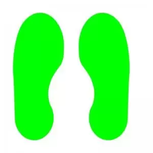 Green Footprints Floor Graphic adheres to most smooth clean flat