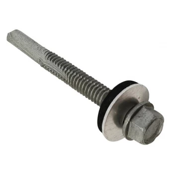 ForgeFix TechFast Roofing Sheet to Steel Hex Screw & Washer No. 5 Tip 5.5 x 65mm Box 100