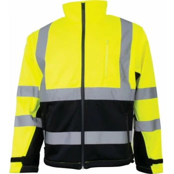 Hi-vis Yellow/Black Soft Shell Jackets (EN20471) - M - Tuffsafe