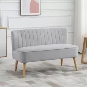 HOMCOM 2 Seater Sofa With Wooden Frame Foam Padding High Back Grey