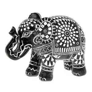 Aztec Elephant Black Small Ornament