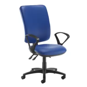 Dams MTO Senza Extra High Back Operator Chair with Fixed Arms - Nero Black Vinyl