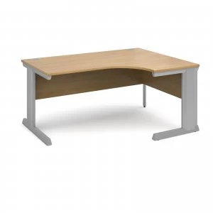 Vivo Right Hand Ergonomic Desk 1600mm - Silver Frame Oak Top