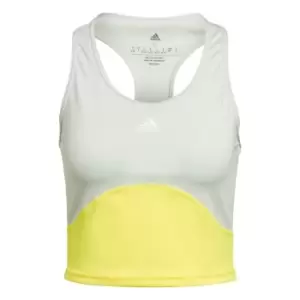 adidas AEROREADY Train HIIT Crop Tank Top Womens - Linen Green / Beam Yellow