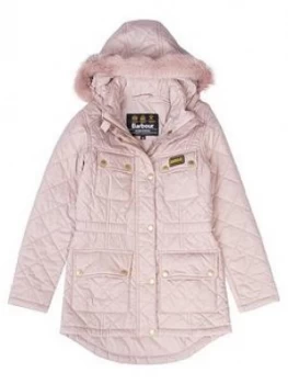 Barbour International Girls Enduro Quilt Coat - Rose, Rose, Size 14-15 Years, Women