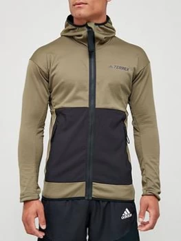 adidas Terrex Nylon Fleece Hoodie - Khaki/Black, Khaki/Black Size XS Men