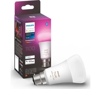 PHILIPS HUE White & Colour Ambiance Bluetooth LED Bulb - B22, 1100 Lumens, White