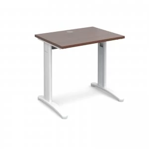 TR10 Straight Desk 800mm x 600mm - White Frame Walnut Top