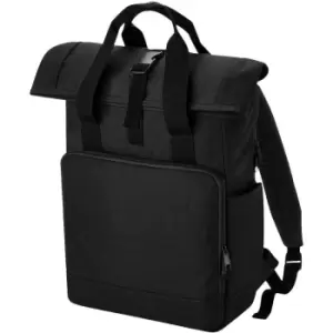 Roll Top Recycled Twin Handle Laptop Backpack (One Size) (Black) - Bagbase