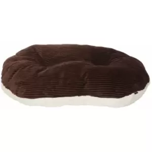 Bunty Oval Dog Pet Puppy Cat Bed Fleece Round Cushion Hard Wicker Basket Insert - Brown - Medium